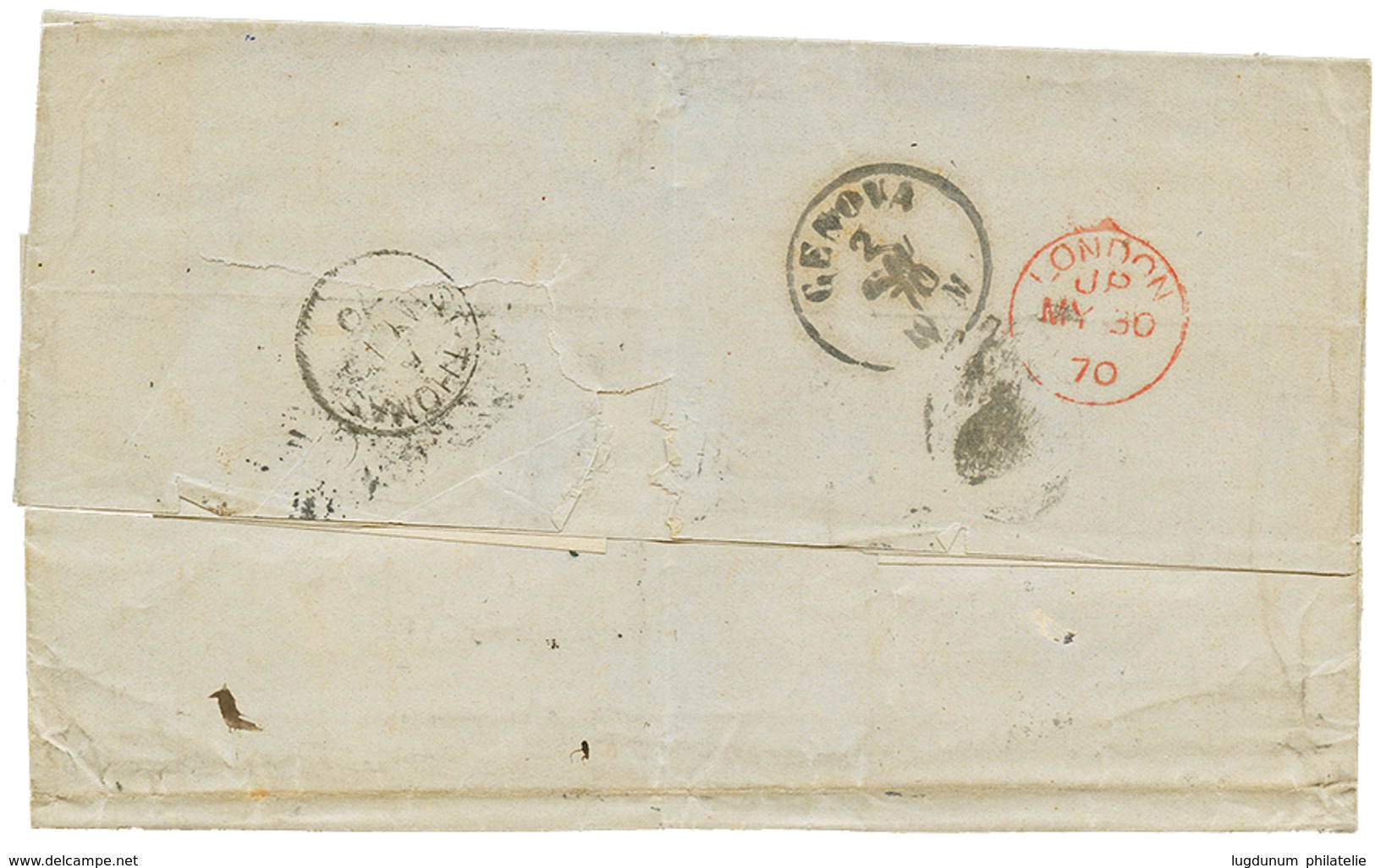 DANISH WEST INDIES : 1870 GB/ 1F60c + F./56 + 2L Italian POSTAGE DUE On Entire Letter From ST THOMAS To ITALY. Unique Co - Dänische Antillen (Westindien)