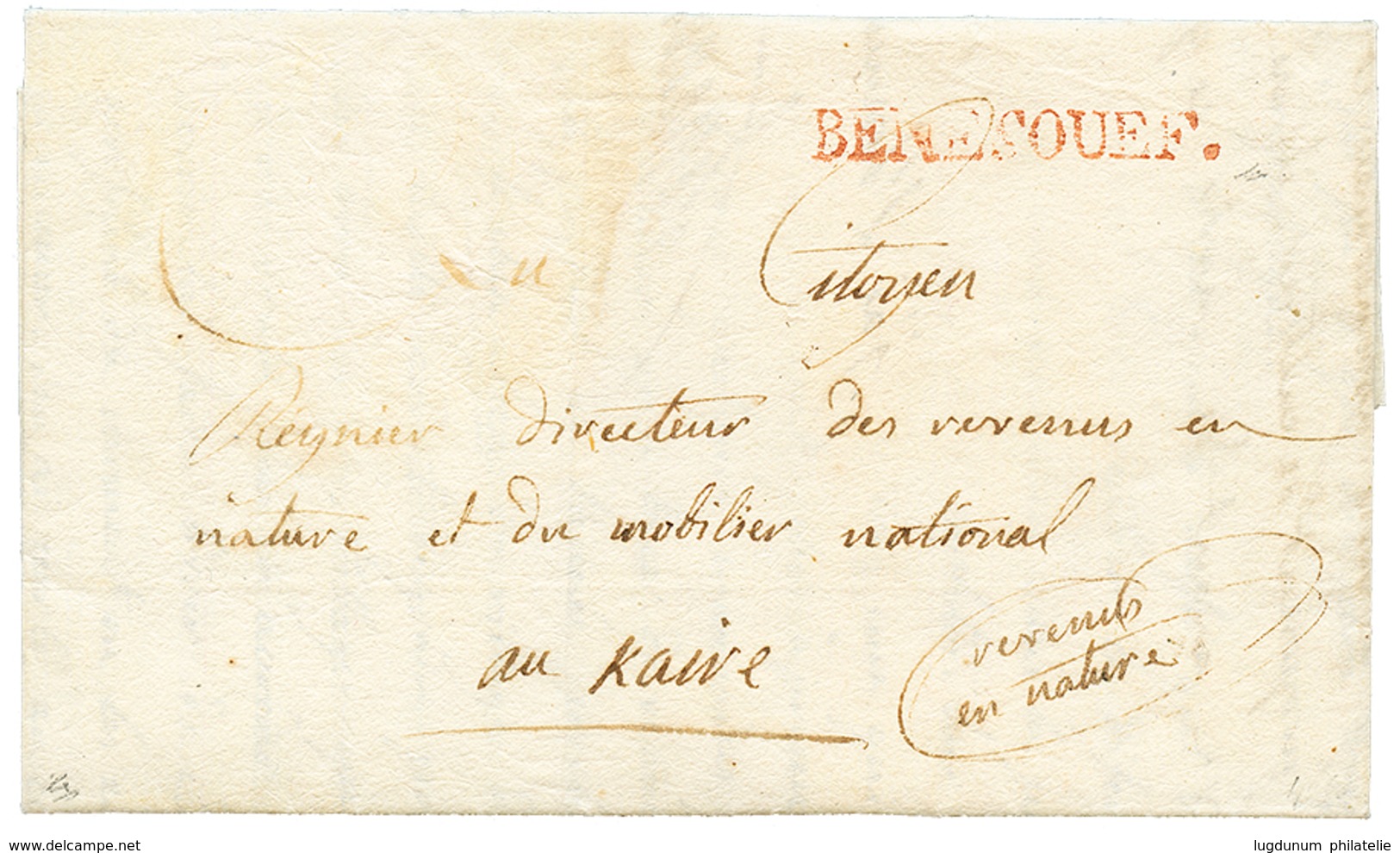 EGYPT - NAPOLEONIC Occupation : 1800 BENESOUEF In Red On Entire Letter Datelined "MINIET" To CAIRO. GREAT RARITY Of Very - Sonstige & Ohne Zuordnung