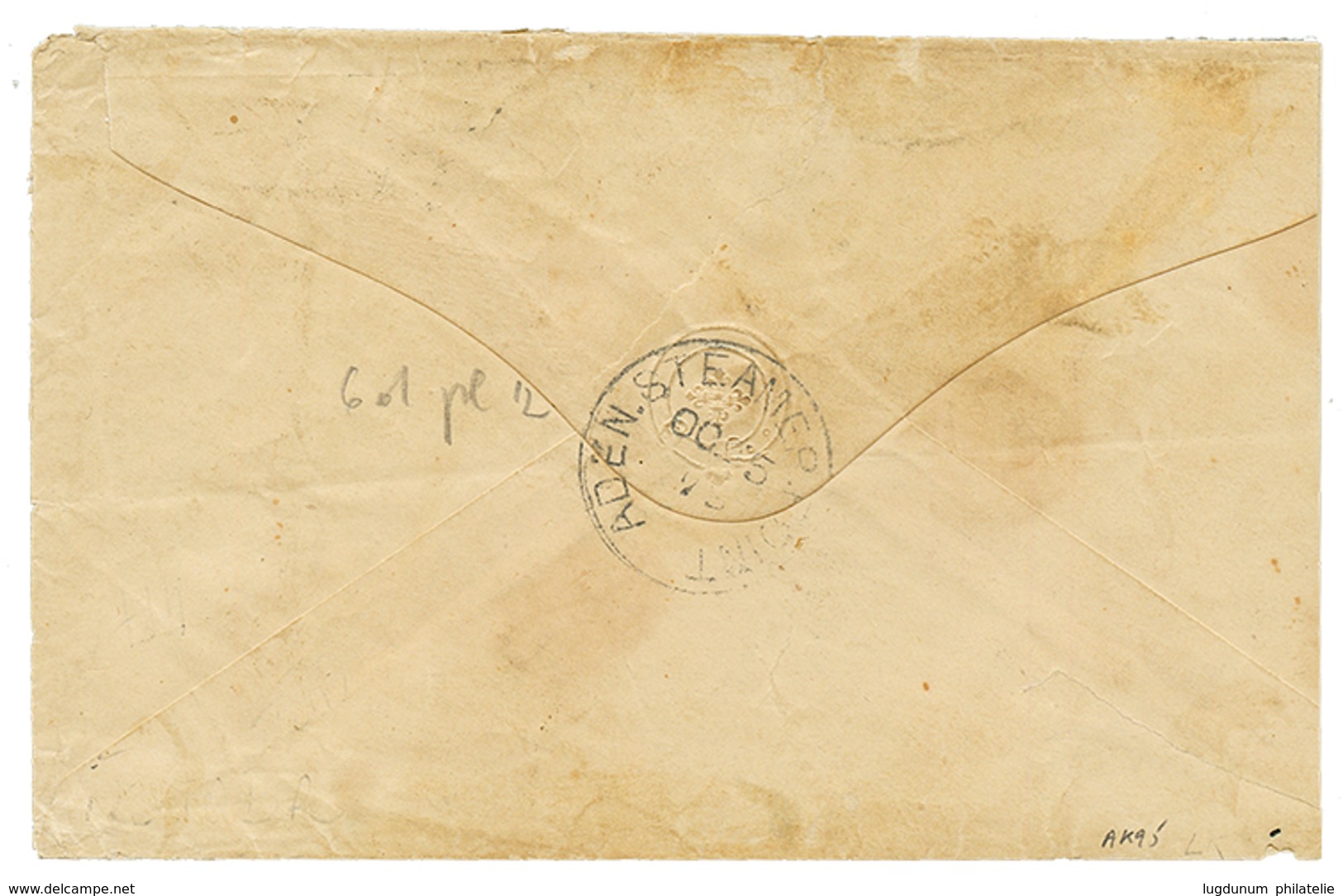 "SUEZ" : 1873 GB 6d Canc. B02 + SUEZ On Envelope To ADEN. Verso, ADEN STEAMER POINT. Vf. - Sonstige & Ohne Zuordnung