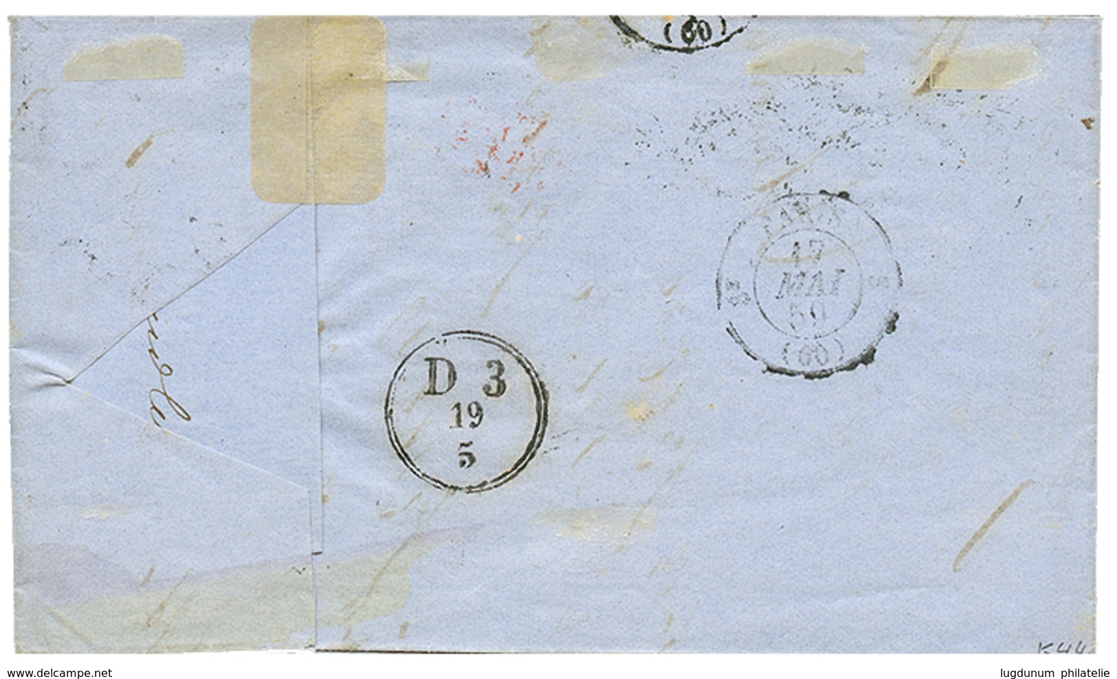 "LUBECK" : 1859 FRANCE 80c With Exceptionnal Margins Canc. On Entire Letter From PARIS To LUBECK. Very Rare Destination  - Sonstige & Ohne Zuordnung