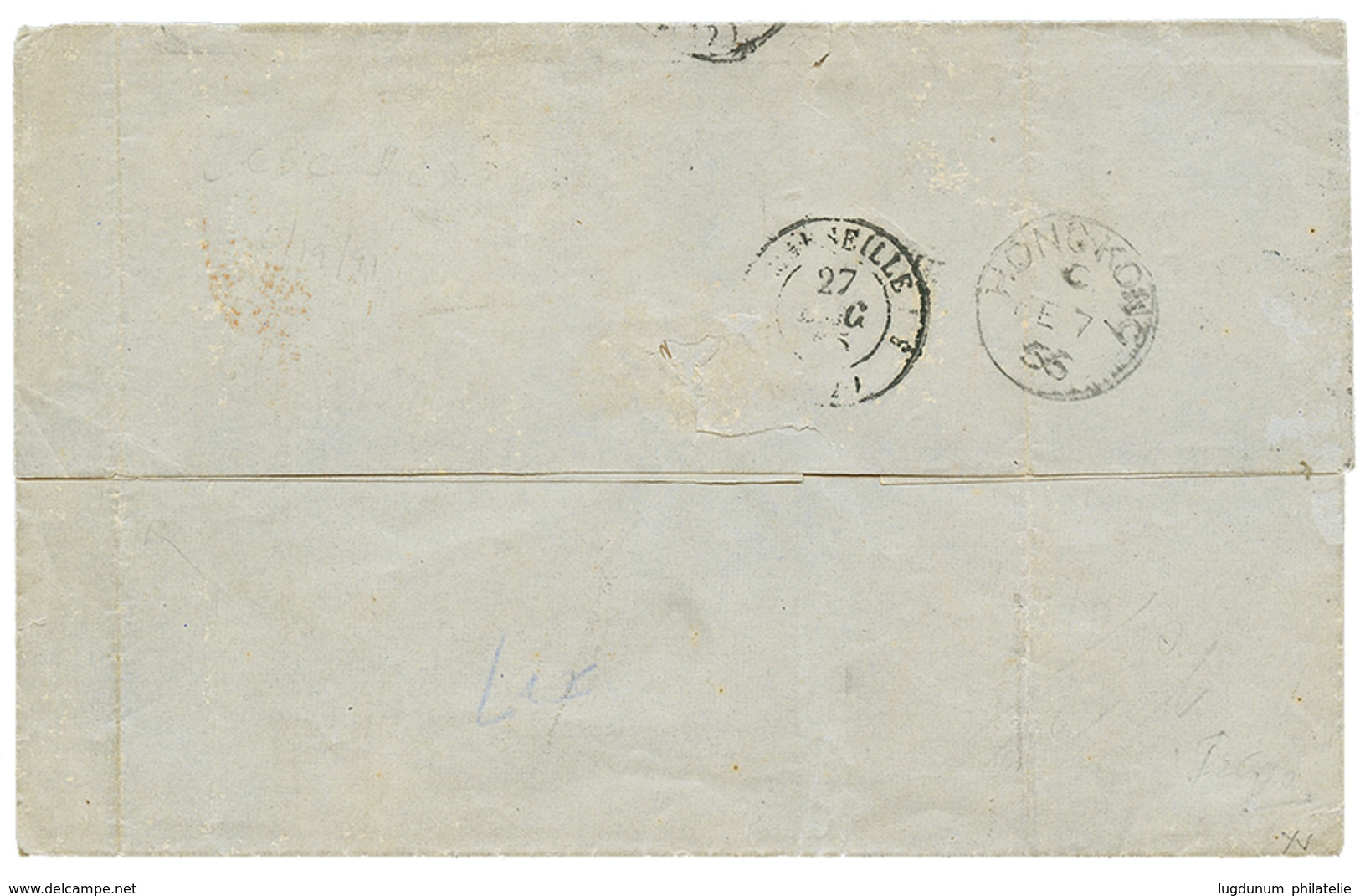 TOURS & TAXIS : 1866 3 Sgr(x3) Canc. 301 + BREMEN TH & TX + Red PD Cancelled By Boxed P.P On Cover To CANTON ( CHINA ).  - Sonstige & Ohne Zuordnung