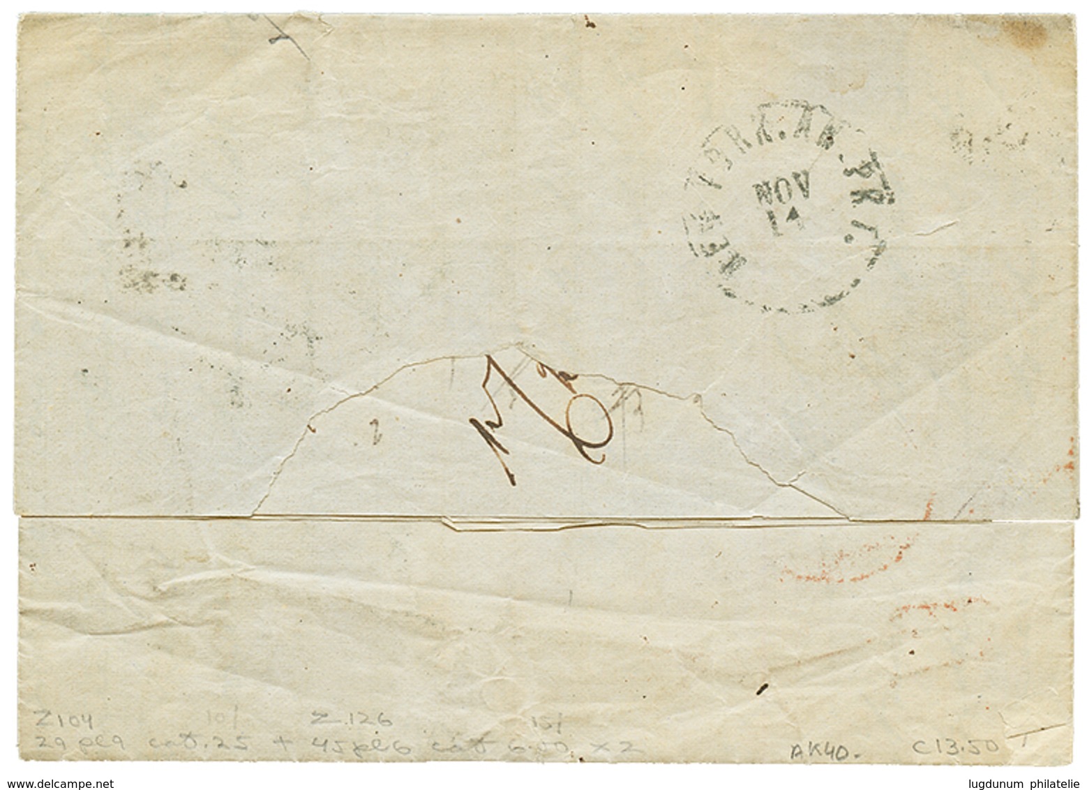 1867 GB 6d(x2) + 2b Canc. A26 + GIBRALTAR On Cover To NEW YORK (USA). Vvf. - Gibraltar