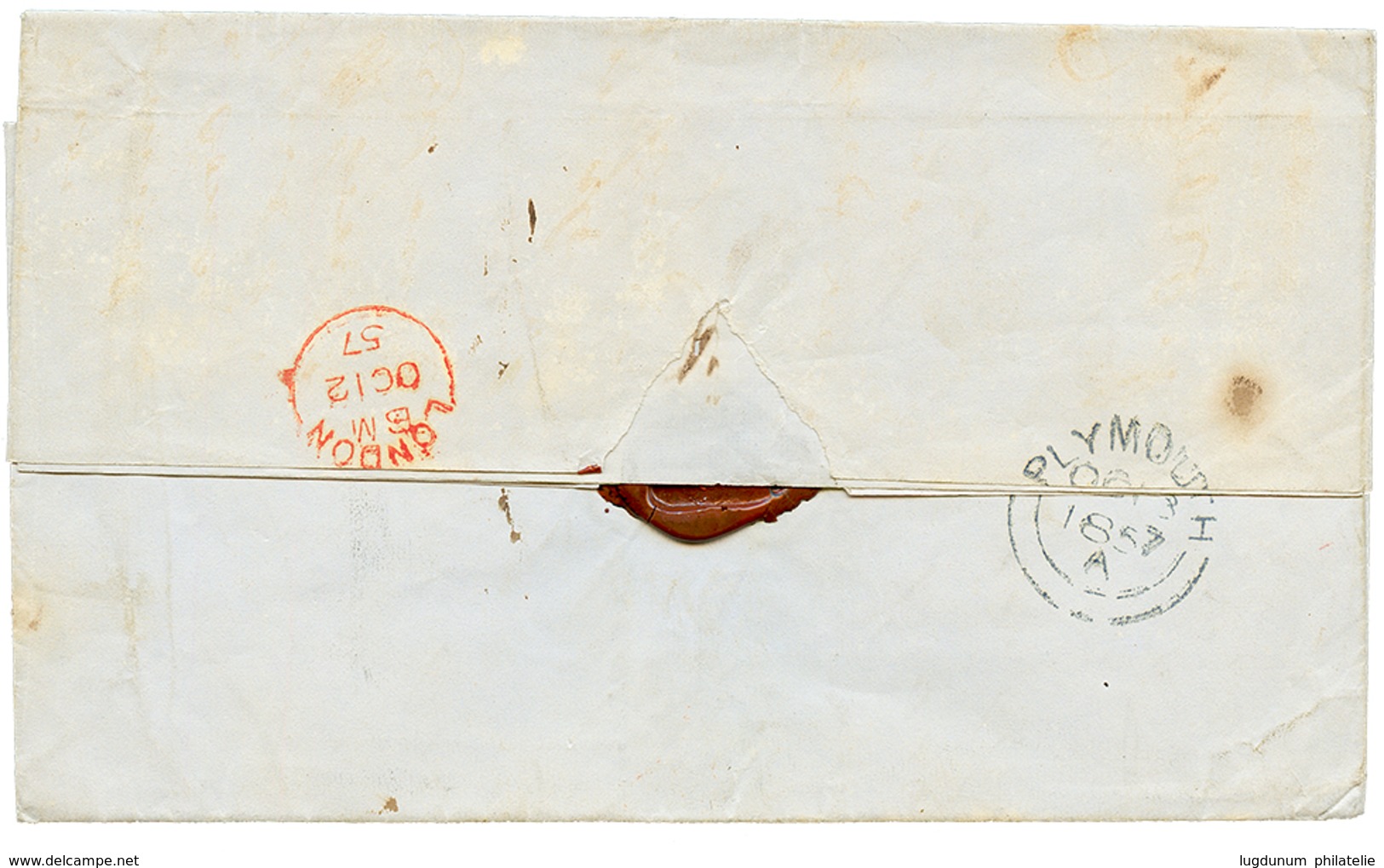 GOLD COAST - DUTCH SETTLEMENTS : 1857 "8" Tax Marking On Entire Letter From ROTTERDAM To Colonel VAN DEN BOSSCHE, GOVERN - Goldküste (...-1957)