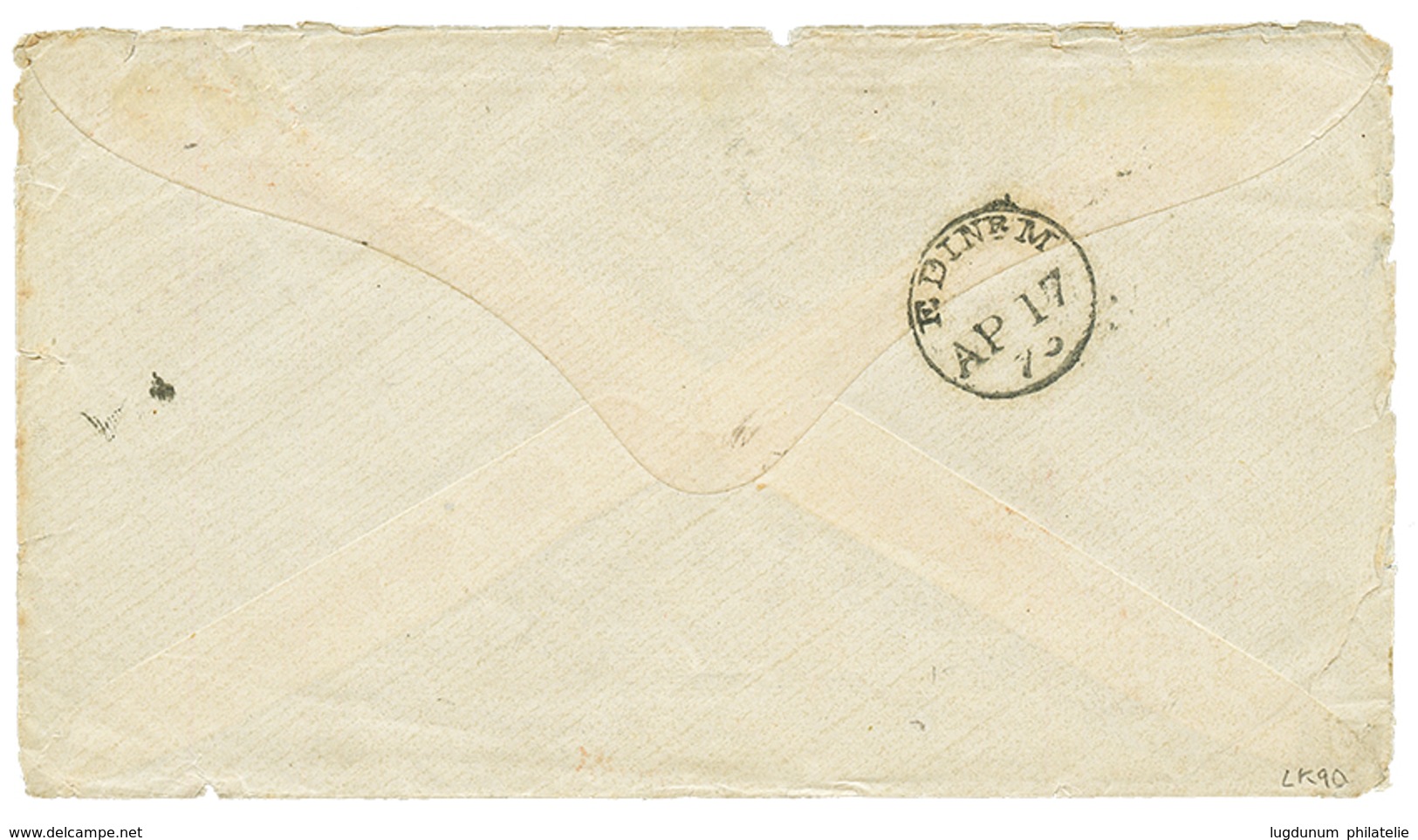 GOLD COAST : 1873 PAID AT CAPE COAST CASTLE In Red + Boxed REGISTERED On Envelope To SCOTLAND. Very Scarce. Ex. SACHER C - Goldküste (...-1957)