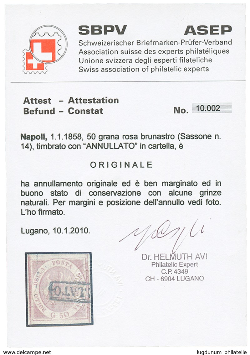 NAPOLI : 50 Gr. With 4 Large Margins Used. H. AVI Certificate (2010). Superb. - Non Classés