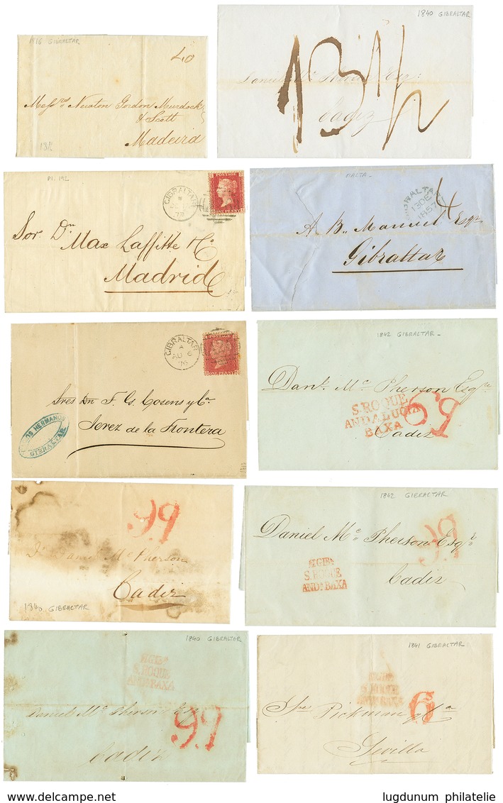 1816/77 Lot 10 Covers From GIBRALTAR ( 2 With GB 1d Canc. A26). Vf. - Ohne Zuordnung