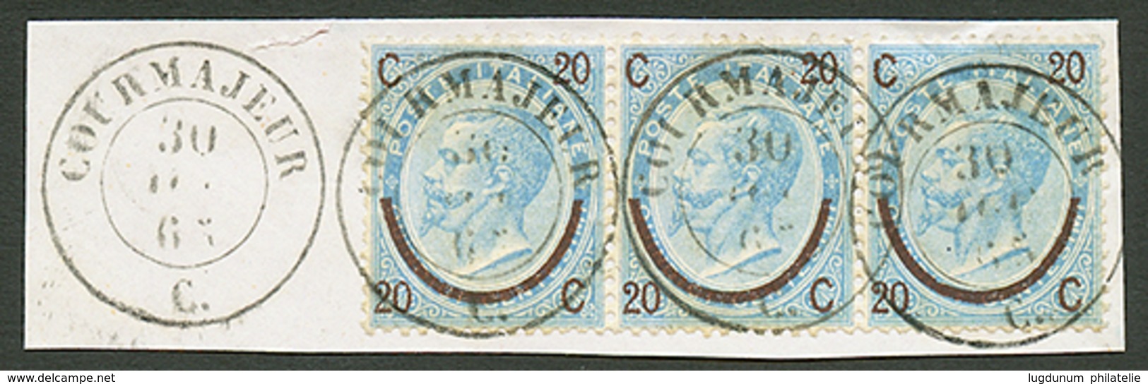 ITALY 20c Strip Of 3 Canc. COURMAJEUR C. On Piece. Superb. - Ohne Zuordnung