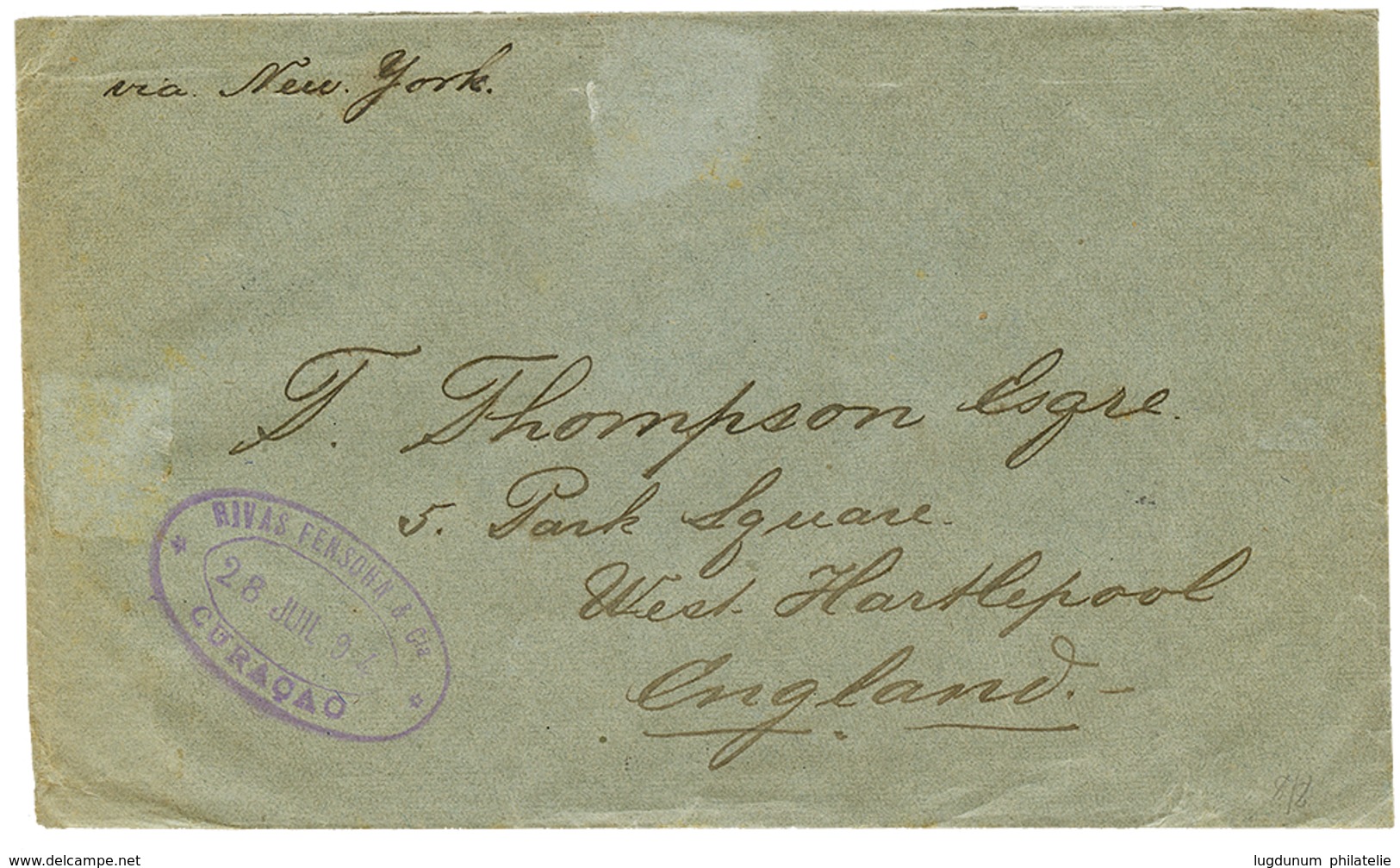 CURACAO : 1894 1c(x11) + 2c(x7) Canc. CURACAO On Envelope To ENGLAND. Vvf. - Niederländische Antillen, Curaçao, Aruba