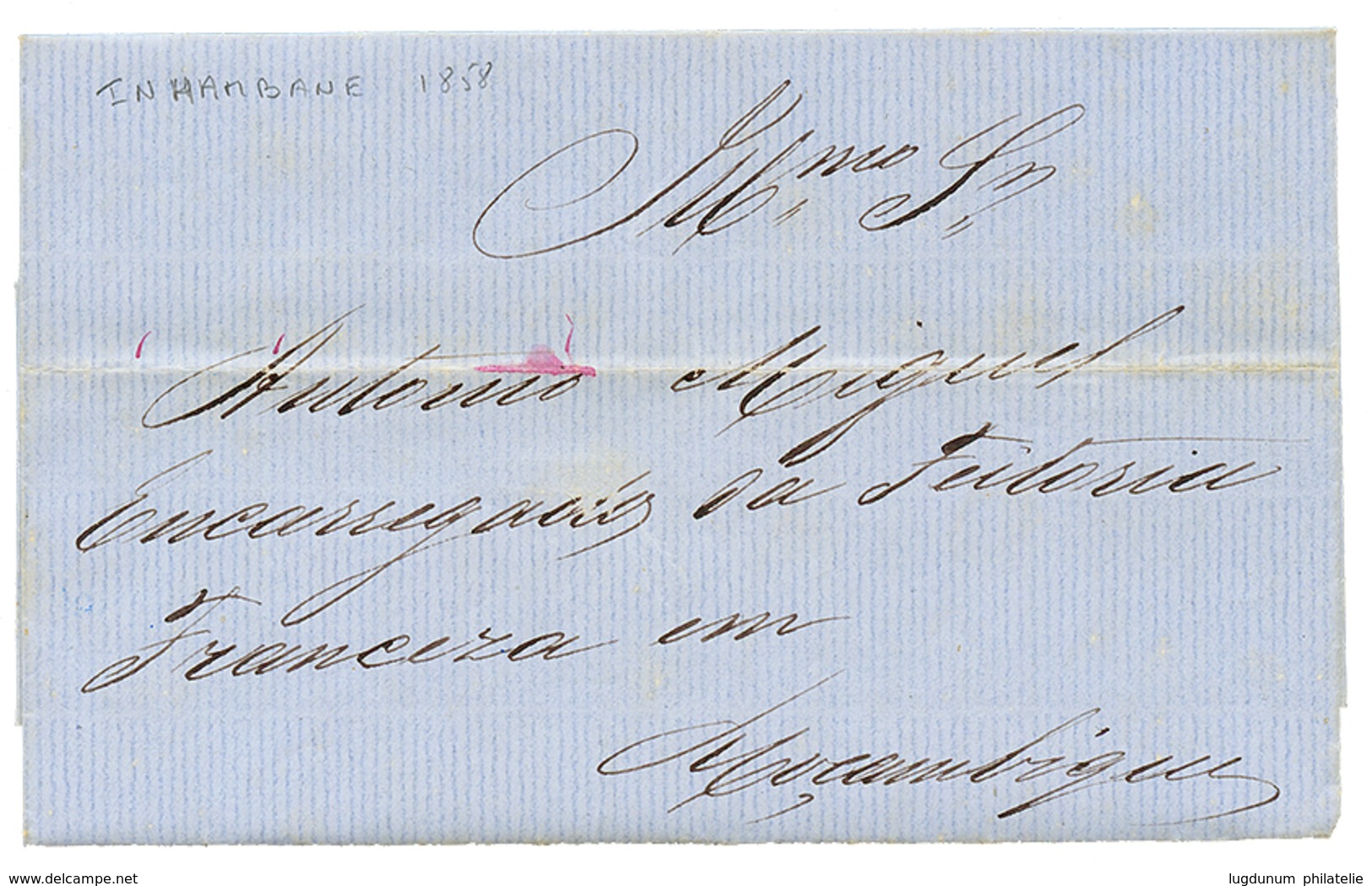 MOZAMBIQUE - INHAMBANE : 1858 Entire Letter Datelined "INHAMBANE 30juin 1858" To MOZAMBIQUE. Rare Internal Mail. Superb. - Altri & Non Classificati