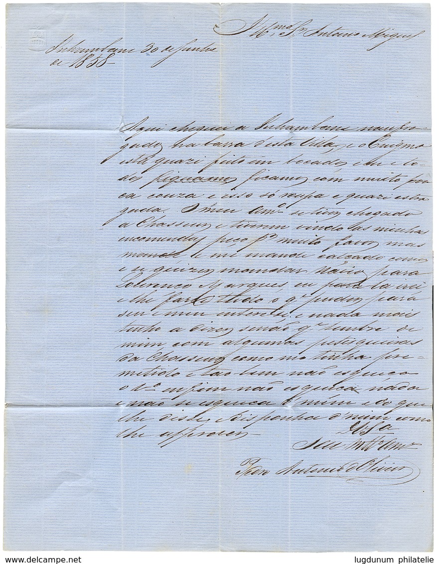 MOZAMBIQUE - INHAMBANE : 1858 Entire Letter Datelined "INHAMBANE 30juin 1858" To MOZAMBIQUE. Rare Internal Mail. Superb. - Altri & Non Classificati