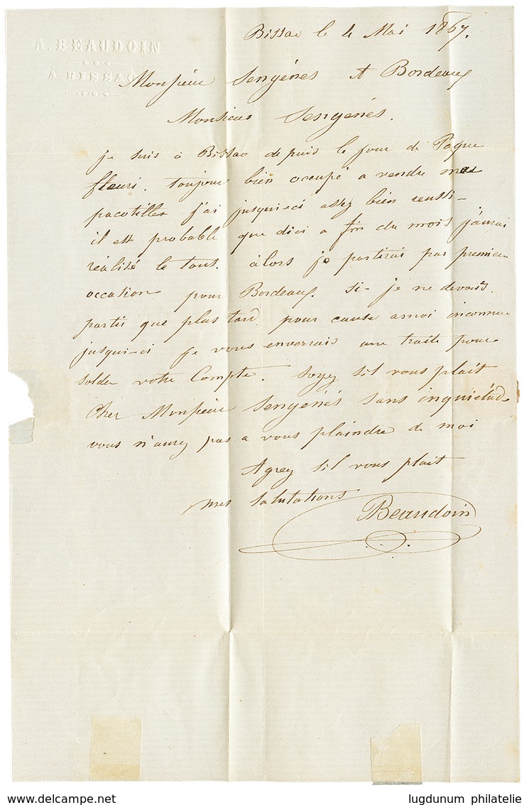 "BISSAO PORTUGUESE GUINEA - PRECURSOR " : 1867 SENEGAL ET DEP. GOREE + "6" Tax Marking On Entire Letter Datelined "BISSA - Sonstige & Ohne Zuordnung