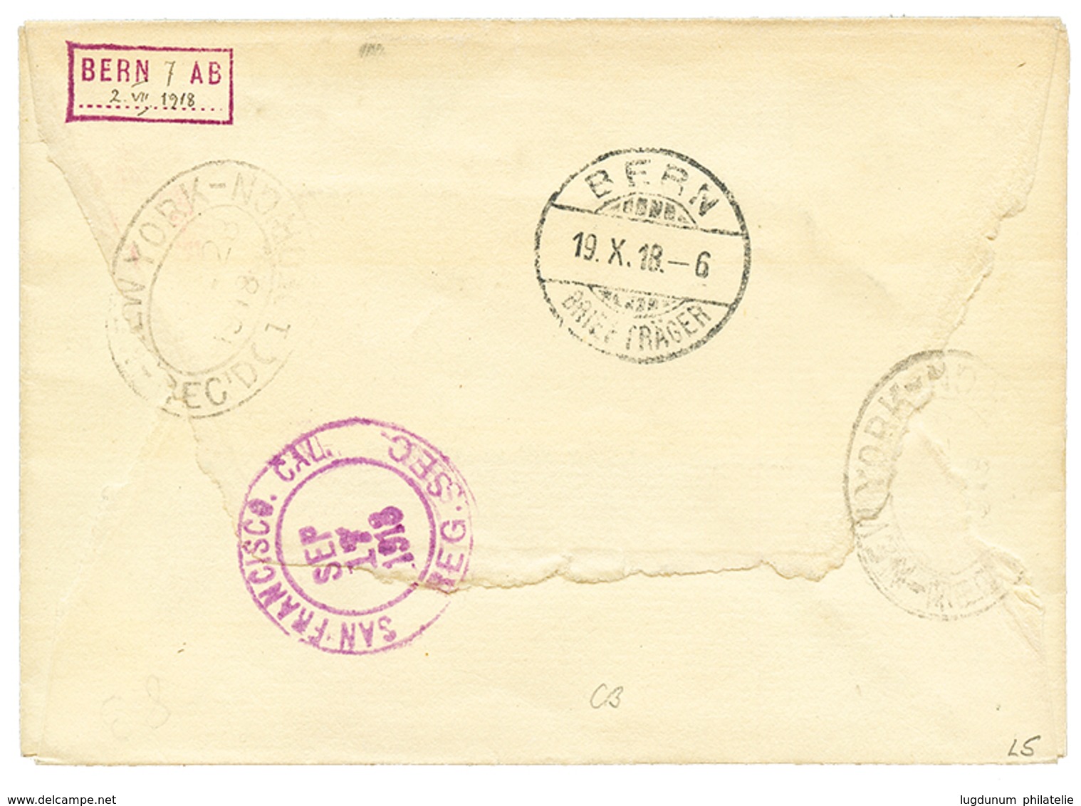 SAMOA : 1918 5 SHILLING + 2d Canc. APIA On REGISTERED Envelope + CENSOR To SWITZERLAND. Vvf. - Korea (...-1945)