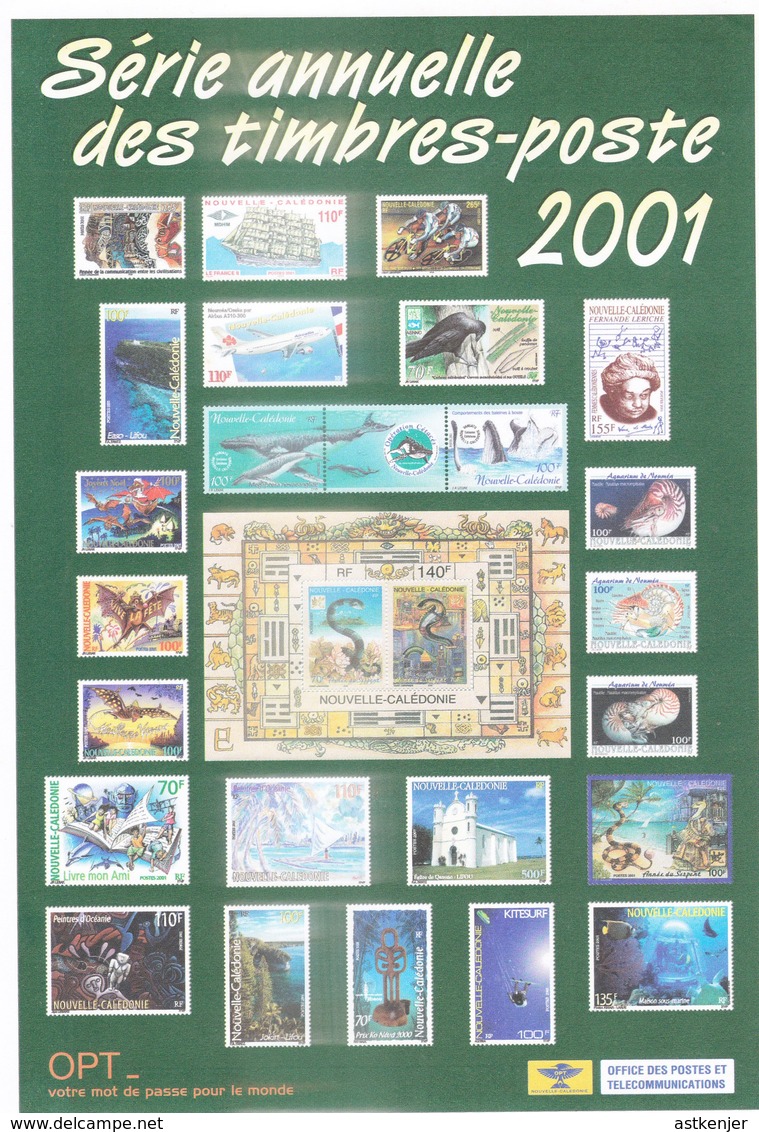 NOUVELLE CALEDONIE - ENVELOPPE SERIE ANNUELLE DES TIMBRES POSTE DE 2001 (sans Timbre) - Cartas & Documentos