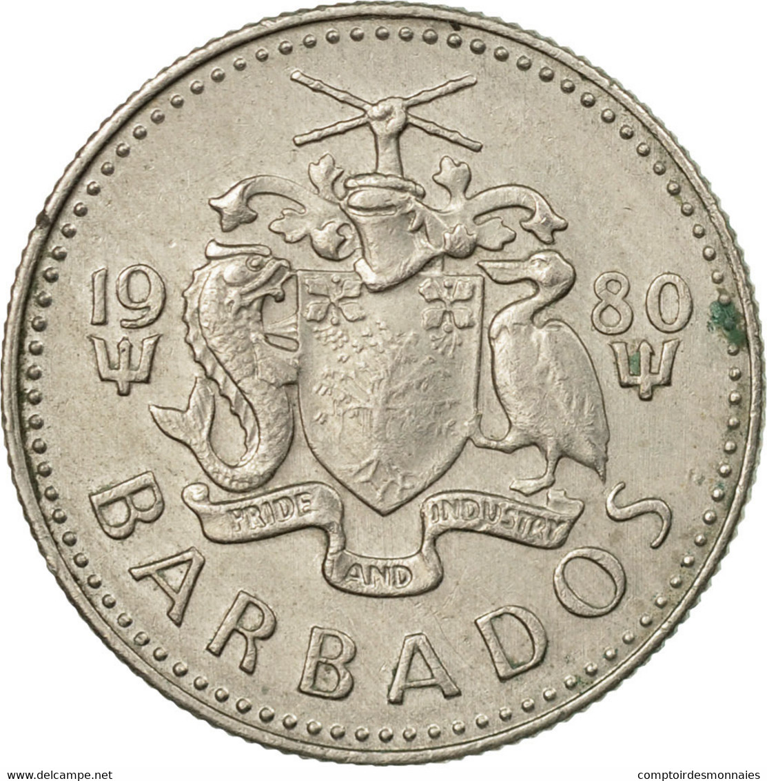 Monnaie, Barbados, 10 Cents, 1980, Franklin Mint, TTB, Copper-nickel, KM:12 - Barbados (Barbuda)