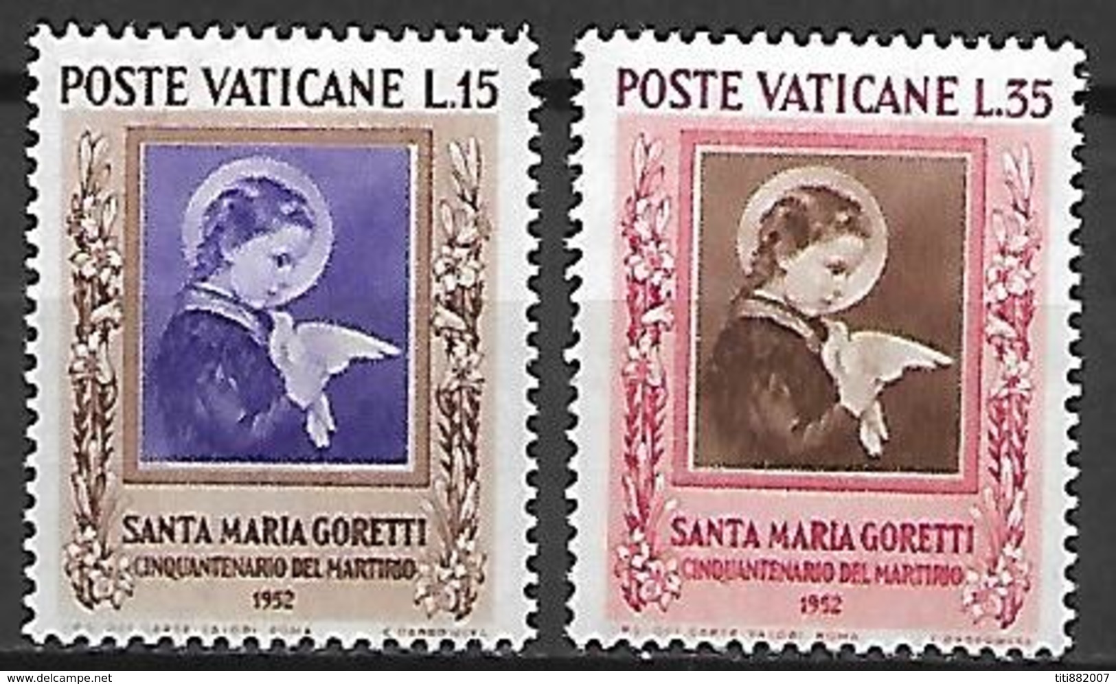 VATICAN     -   1953 .    Y&T N° 174 / 175 * .  Sainte Maria Goretti  /  Colombe - Neufs