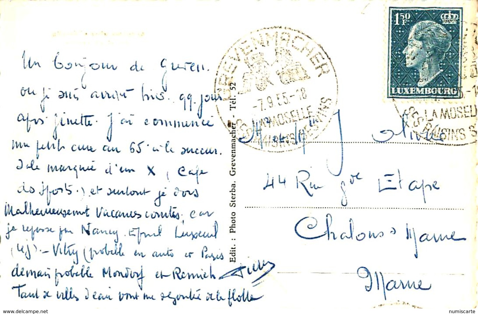 Cpsm GREVENMACHER S/ MOSELLE - Route De Trèves - Caisse D' Epargne, Banque Internationale - Cachet 1955 - Autres & Non Classés