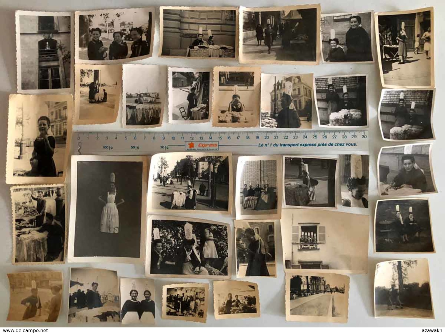 29 - Plogastel-Saint-Germain Lot De 32 Photos Originales - Bigoudènes Années 1941/42 Sous L'occupation Probable #09134 - Kostums