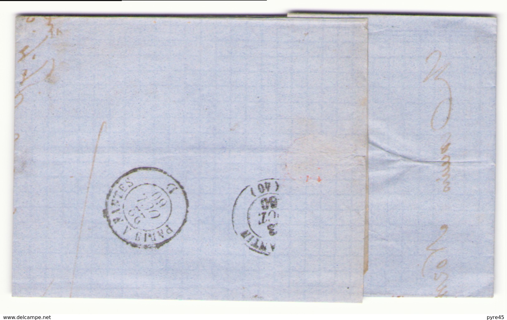 France Enveloppe Du 22 Octobre 1860 De Paris Pour Romorantin - 1853-1860 Napoleon III