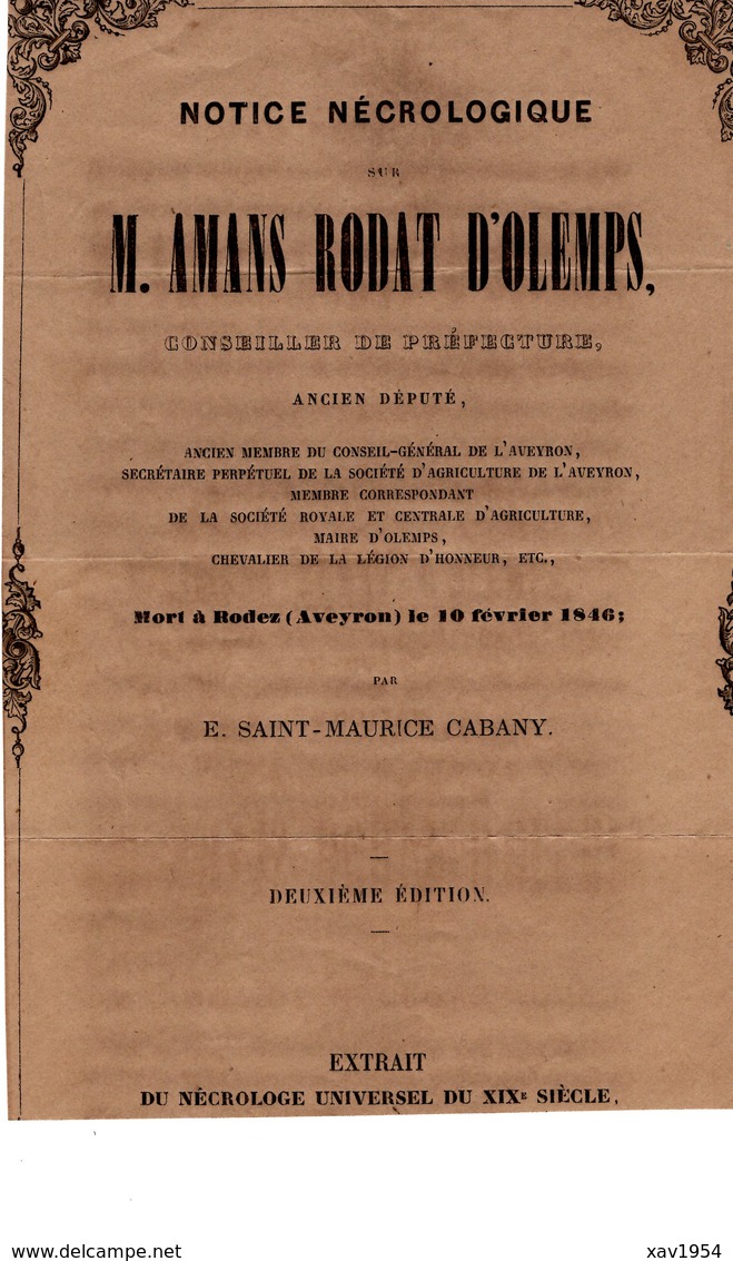 OFFRE D' INSERTION Ds "LE NECROLOGUE UNIVERSEL DU XIX°SIECLE & NOTICE NECRO Extraite De Ces Annales - Décès