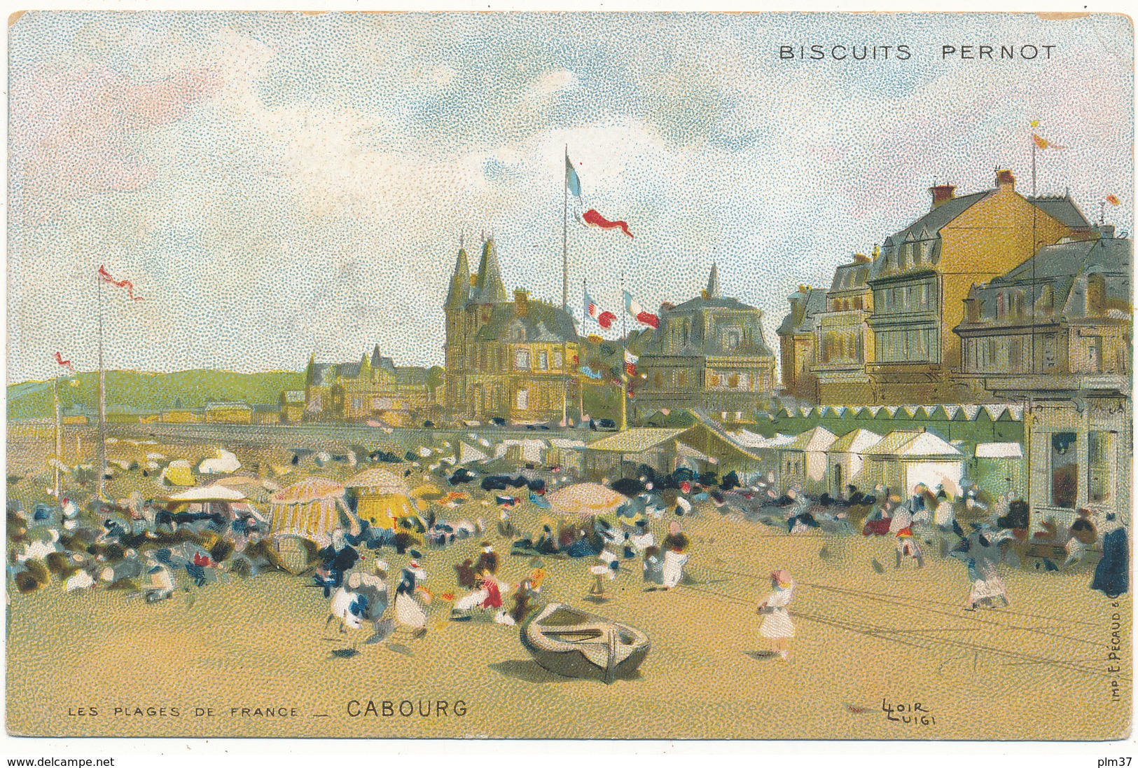 Luigi LOIR - Les Plages De France, Cabourg - Carte Publicitaire Biscuits Pernot - Loir