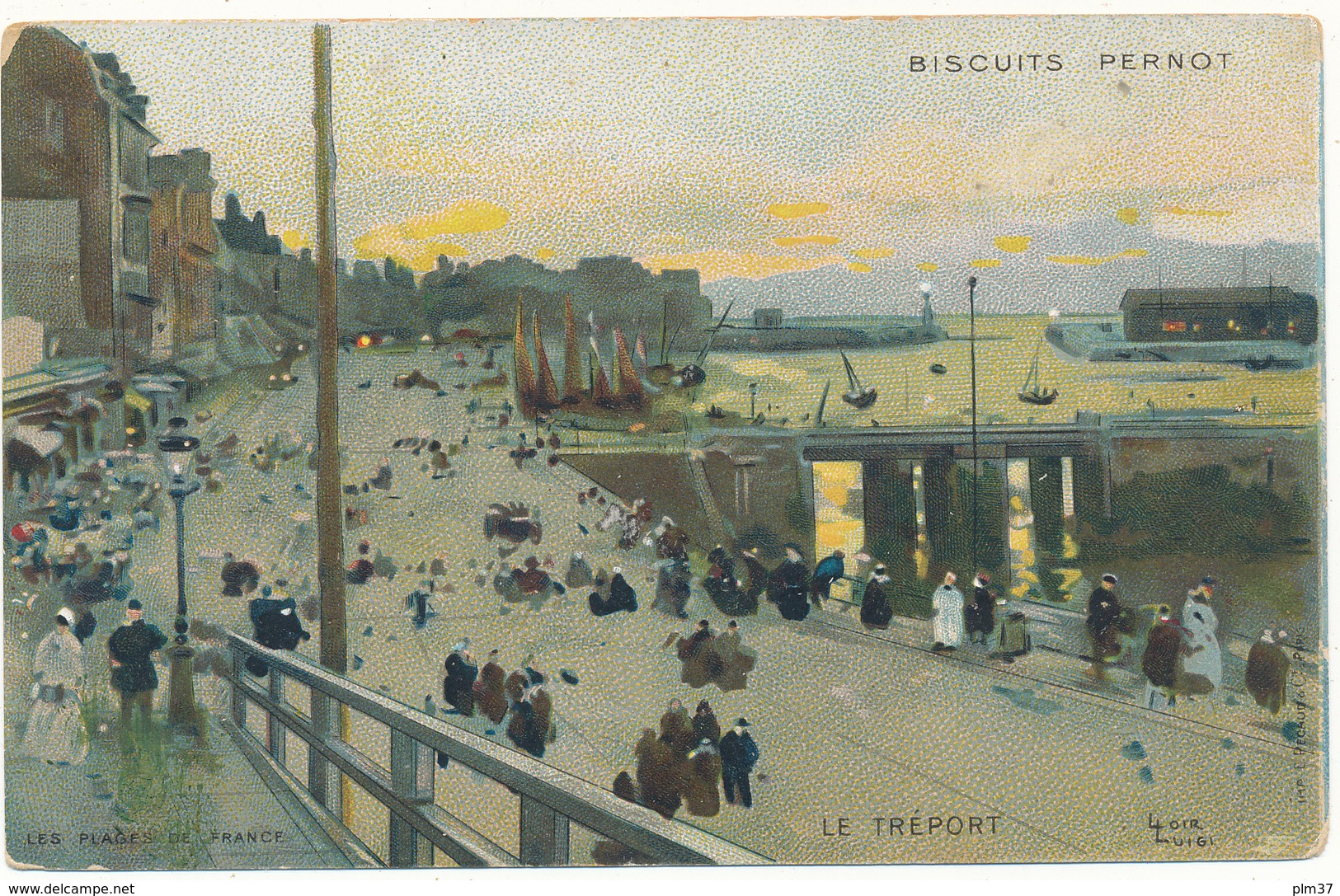 Luigi LOIR - Les Plages De France, Le Tréport - Carte Publicitaire Biscuits Pernot - Loir