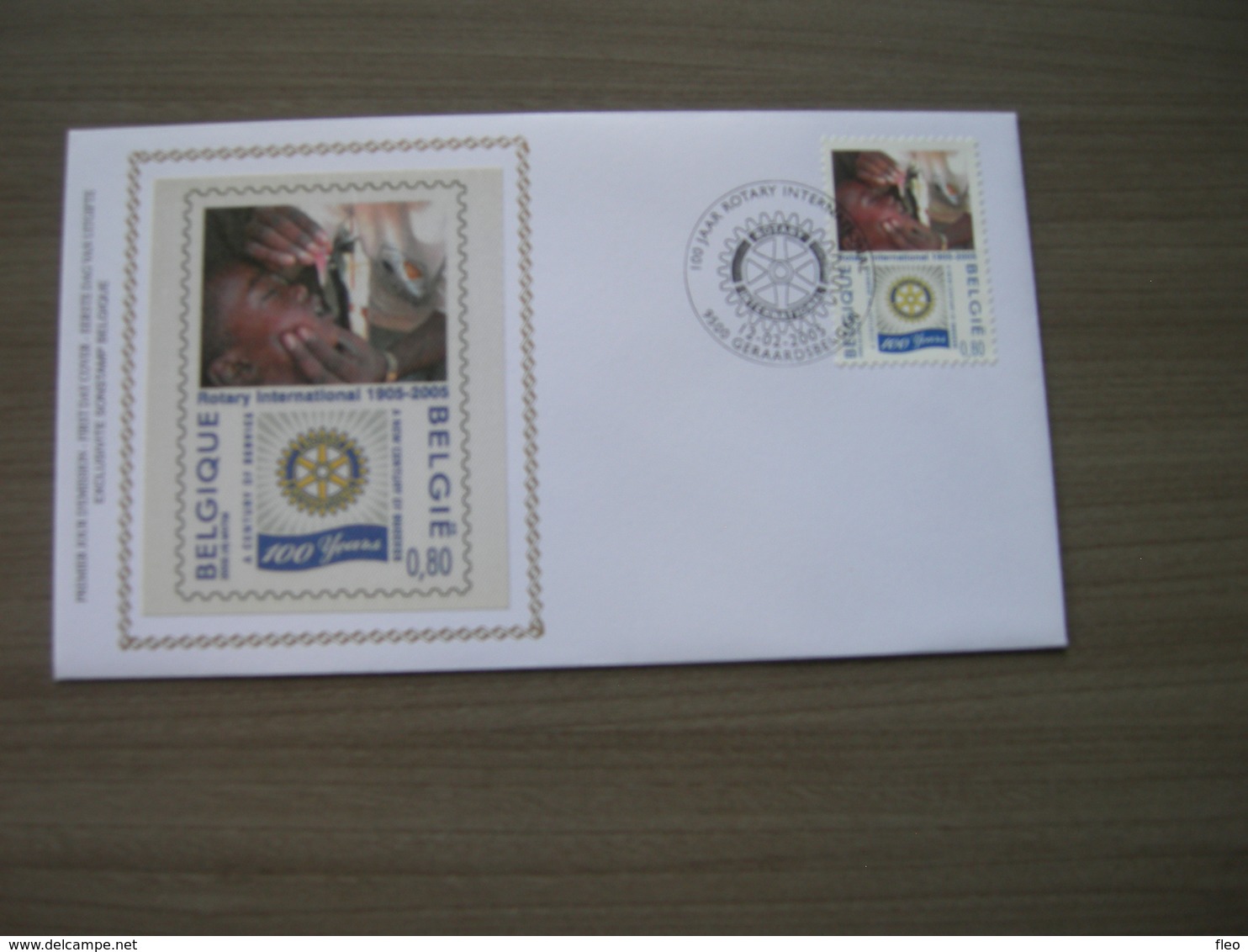 BELG.2005 3352 FDC Silk-soie-zijde : "100 Jaar Rotary International - Actie "polio Plus" - 2001-2010