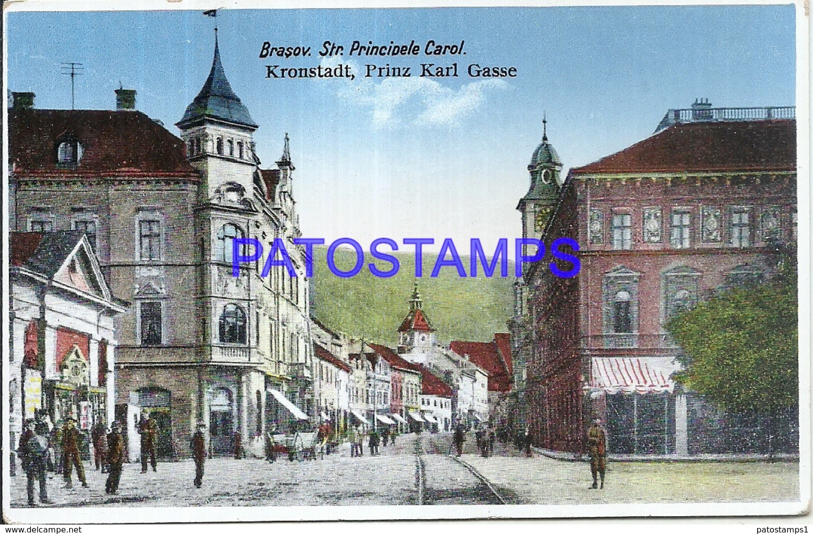 102914 ROMANIA BRASOV KRONSTADT STREET PRINCIPELE CAROL & RAILROAD POSTAL POSTCARD - Romania