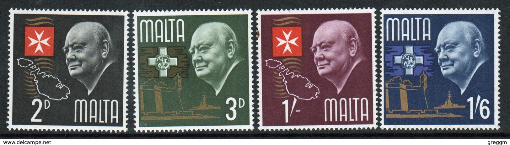 Malta Complete Set Of Stamps To Celebrate Churchill Commemoration 1966. - Malta