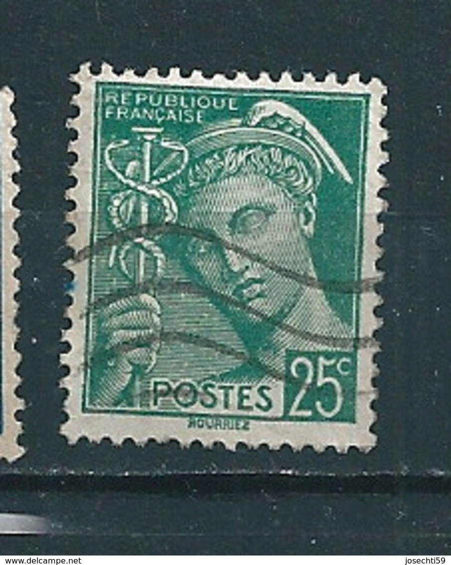 N° 411 Type Mercure 25 Cts Timbre France 1938 1941 Oblitéré La Barre Du R Est Rajoutée - Oblitérés