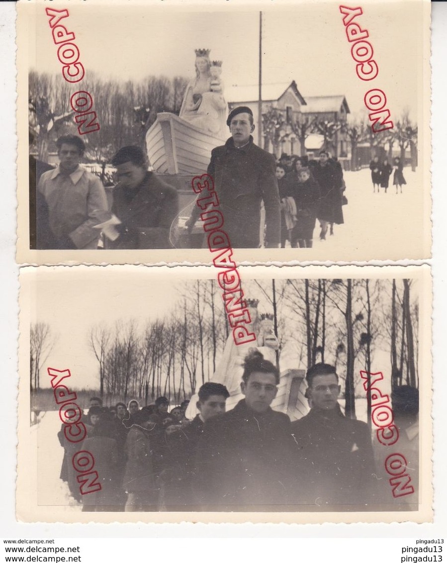 Au Plus Rapide Aube Romilly Sur Seine Photographe Savary Procession Vierge à L'enfant Barque 3 Photos Format Carte Photo - Lieux