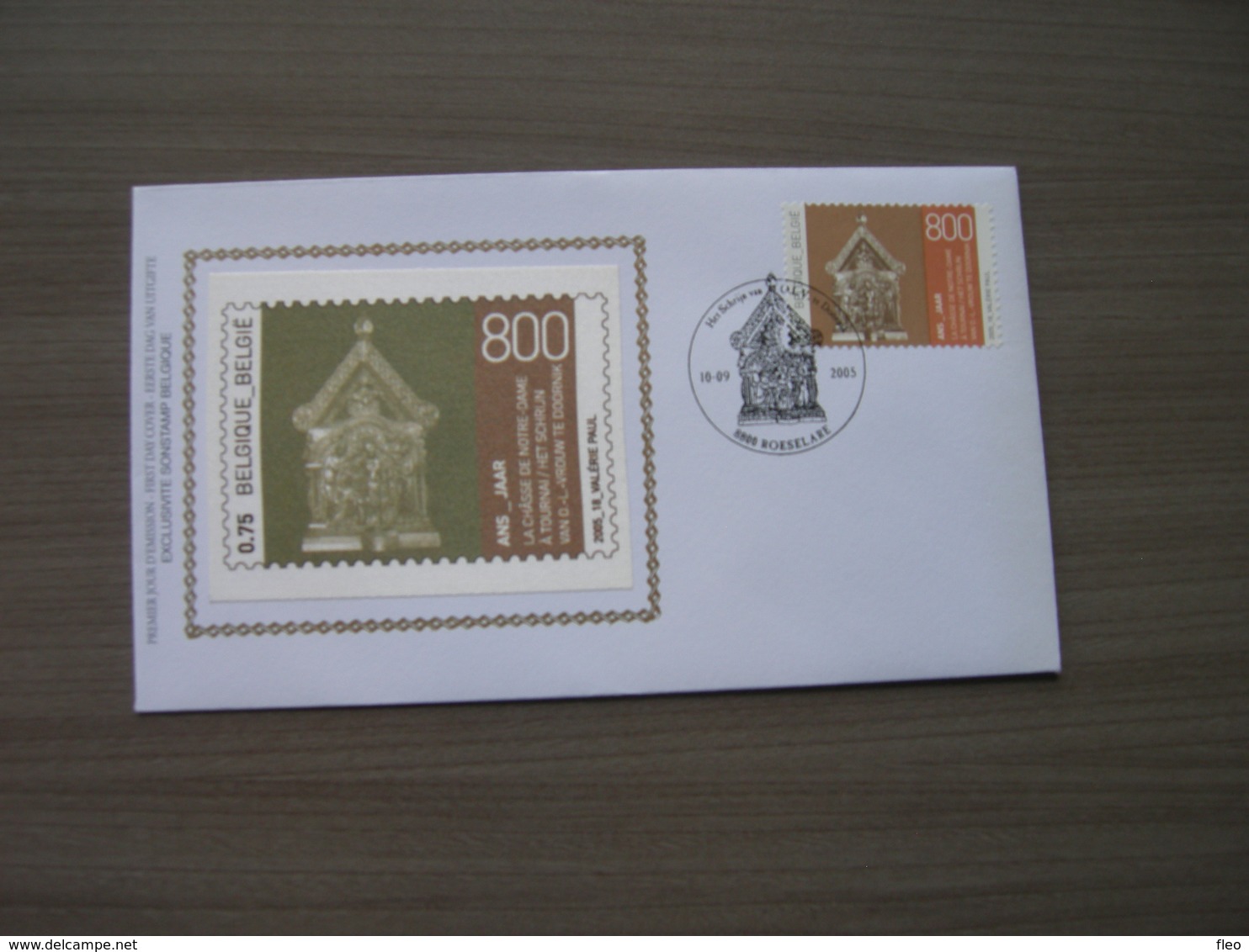 BELG.2005 3425 FDC Silk-soie-zijde : " 850 Jaar Schrijn Van O.L.V. Te Tournai" - 2001-2010