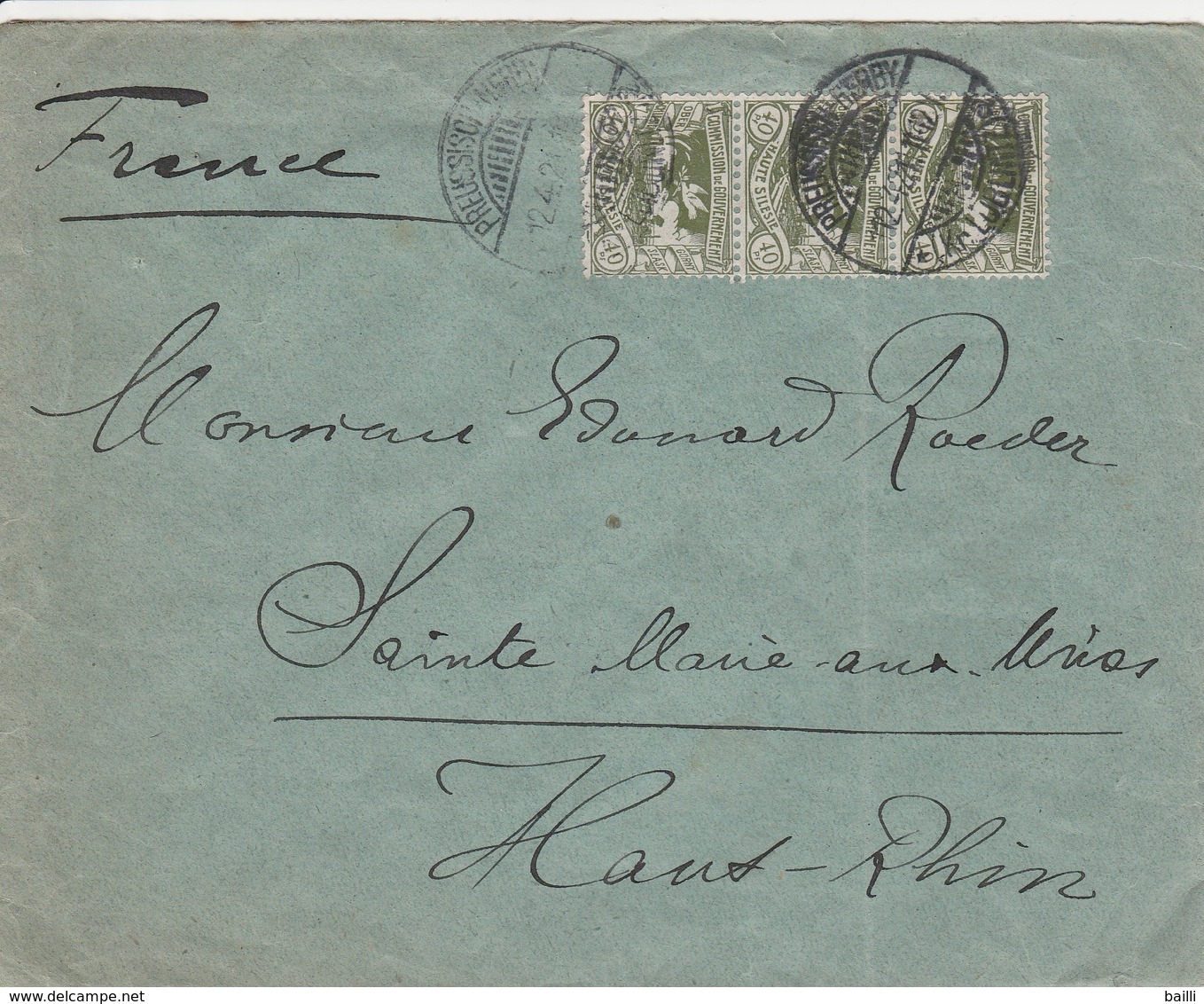 Haute Silésie Lettre Pour La France 1921 - Schlesien