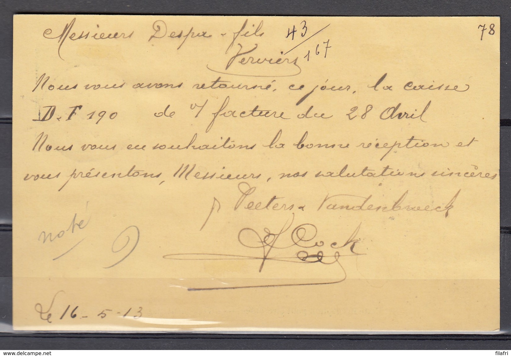 Nr 110 Op Postkaart Gestempeld Van St Nicolas D Naar Verviers - 16 Mai 1913 - 1912 Pellens