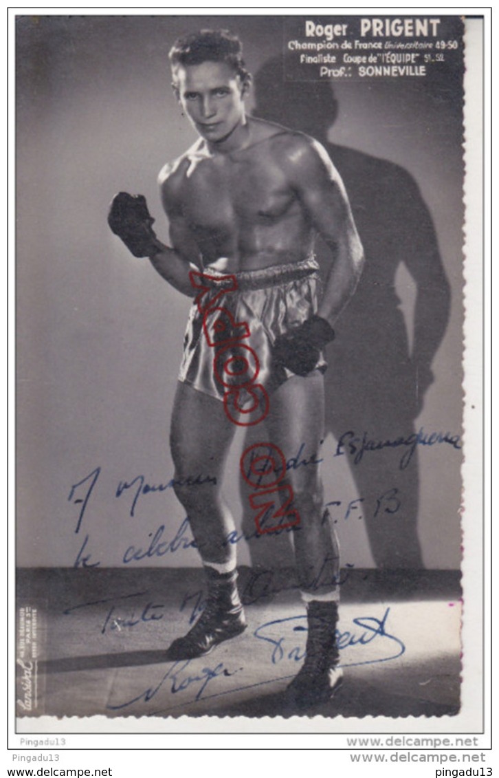 Au Plus Rapide Photo Format Carte Photo Roger Prigent Boxe Boxeur à André Esparraguerra * .... - Dédicacées