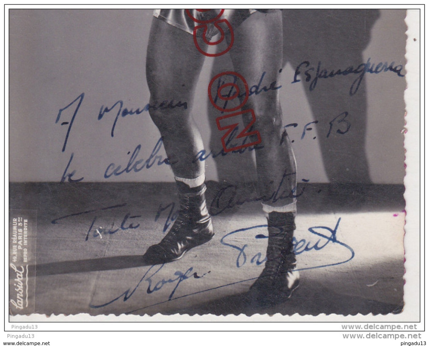 Au Plus Rapide Photo Format Carte Photo Roger Prigent Boxe Boxeur à André Esparraguerra * .... - Dédicacées
