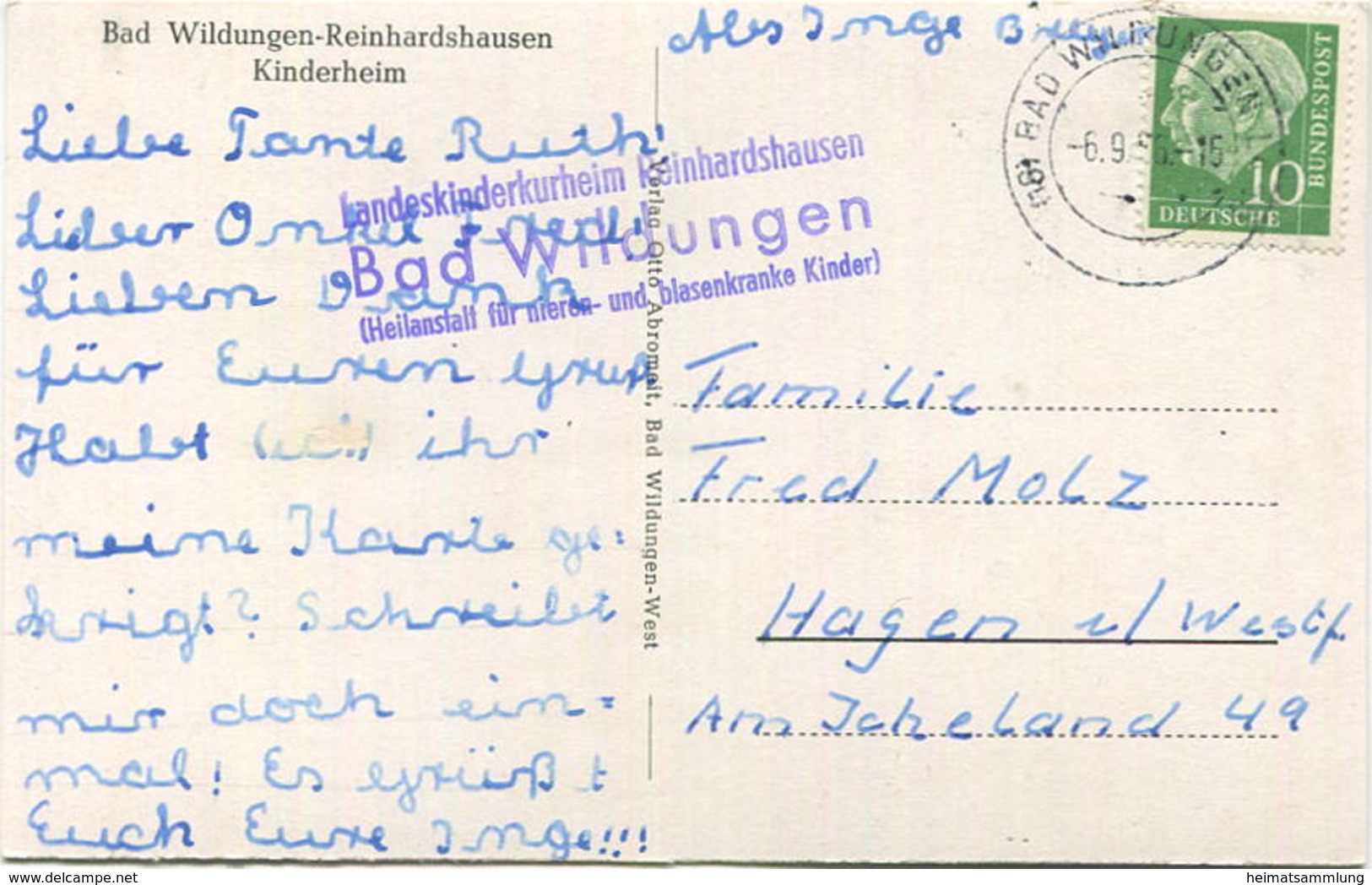 Bad Wildungen-Reinhardshausen - Kinderheim - Foto-AK Gel. 1956 - Bad Wildungen