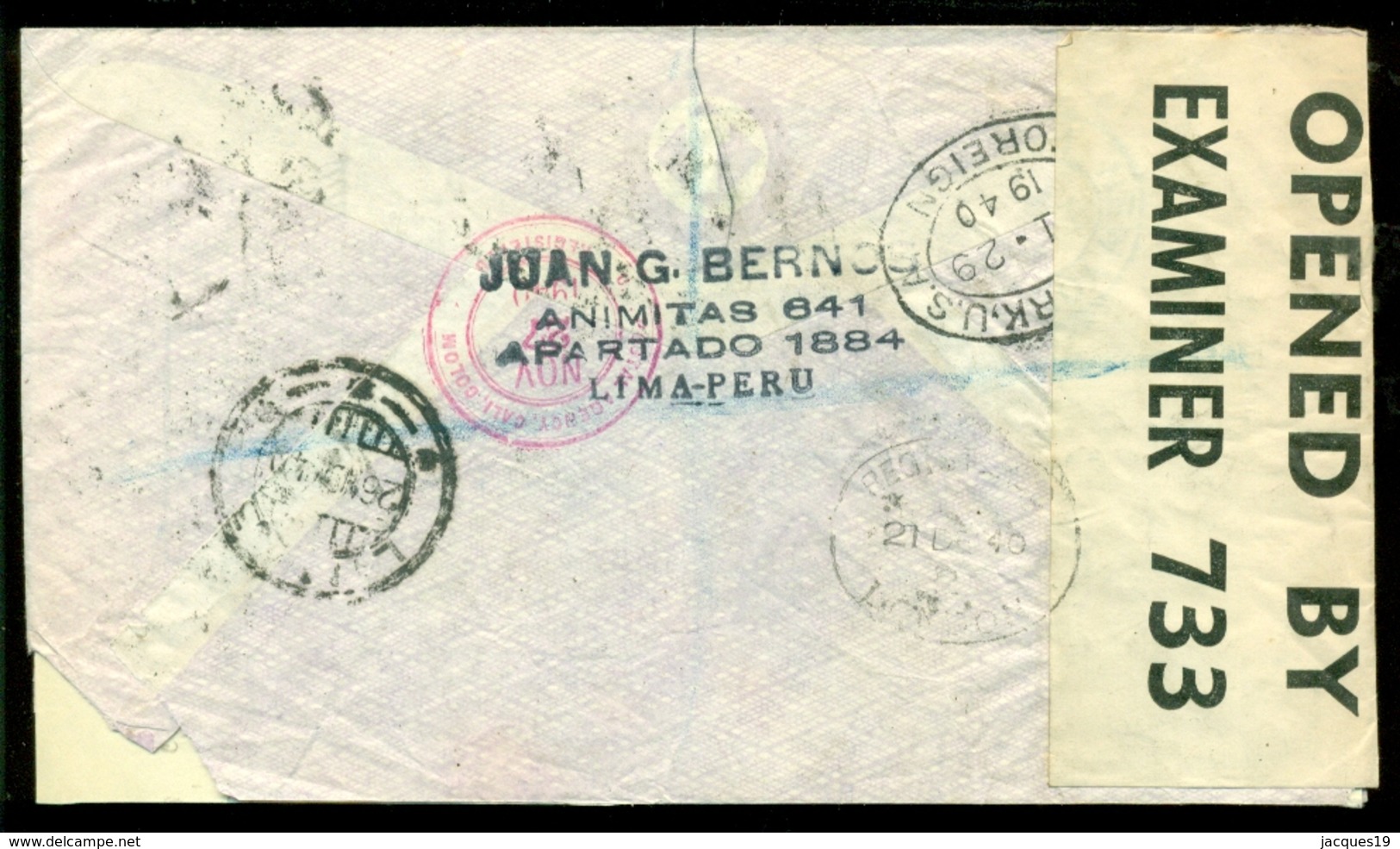 Peru 1940 Registered Airmail Cover Nortatlantic From Lima Via New York To Manchester Opened By Censor - Pérou