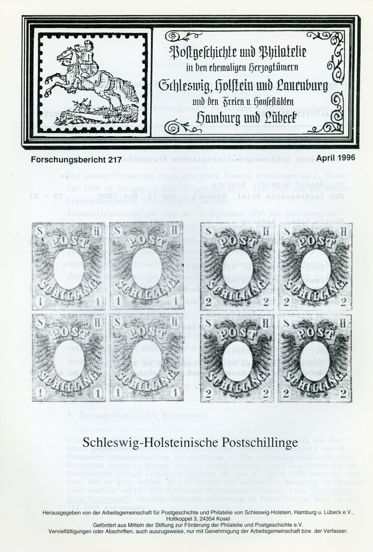 ArGe Schleswig, Holstein + Lauenburg Mit Hamburg + Lübeck - Rundbrief 217 Aus 1996 - Schleswig-Holstein