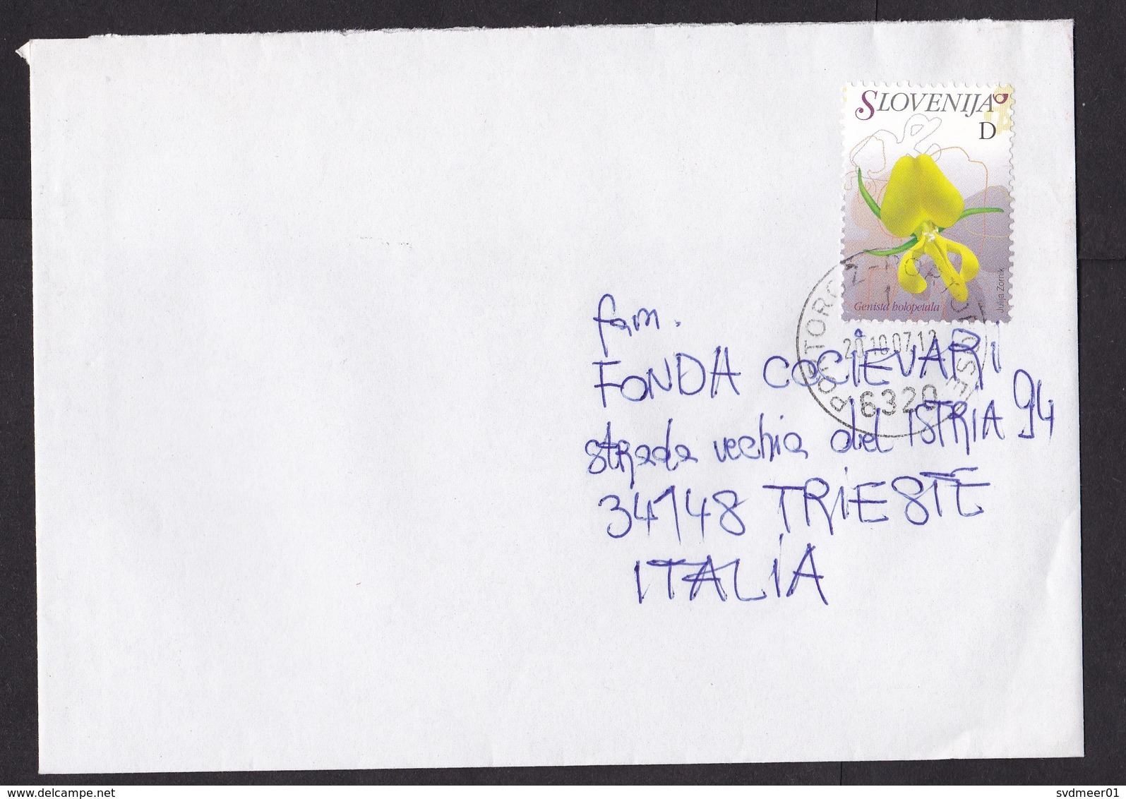 Slovenia: Cover To Italy, 2007, 1 Stamp, Orchid Flower, Cancel Portoroz-Portorose (traces Of Use) - Slovenië