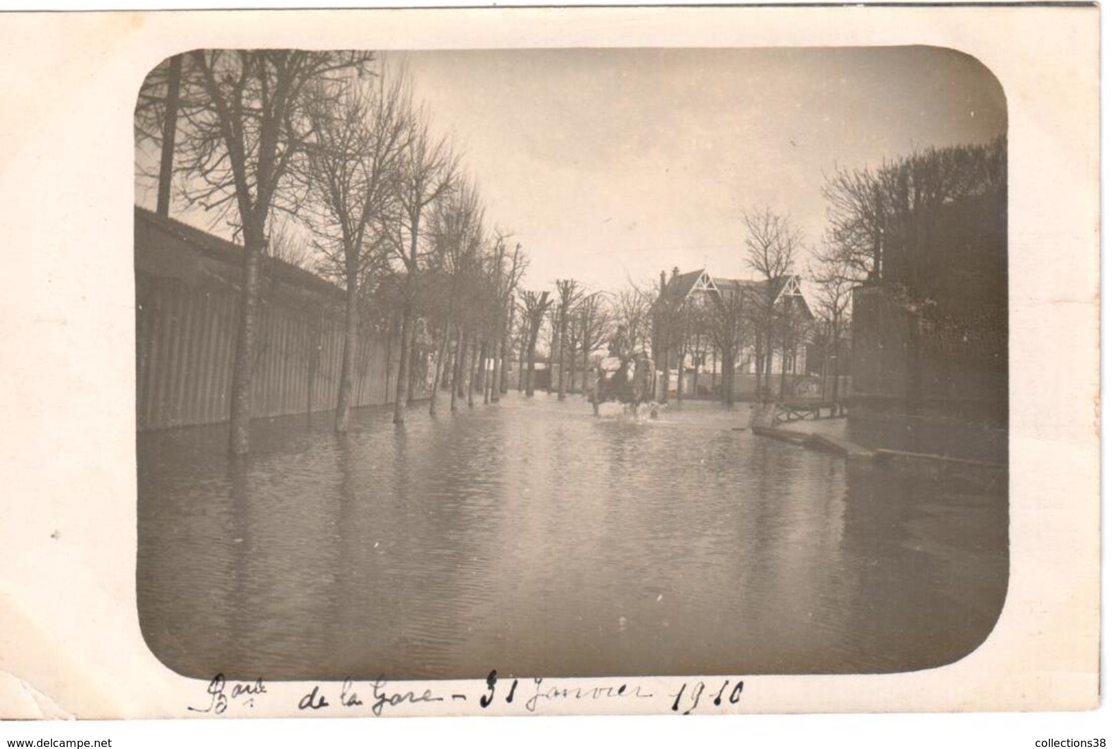 Poissy Carte Photo - Inondation 1910 - Boulevard De La Gare - Janvier 1910 - Poissy