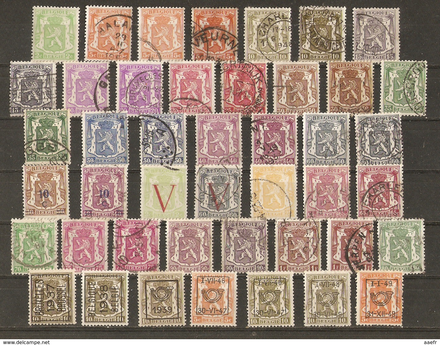 Belgique 1935/49 - Petit Sceau De L'état - Petit Lot De 44° - 29 Différents - Avec Surcharges - Préoblitérés - Nuances - Vrac (max 999 Timbres)