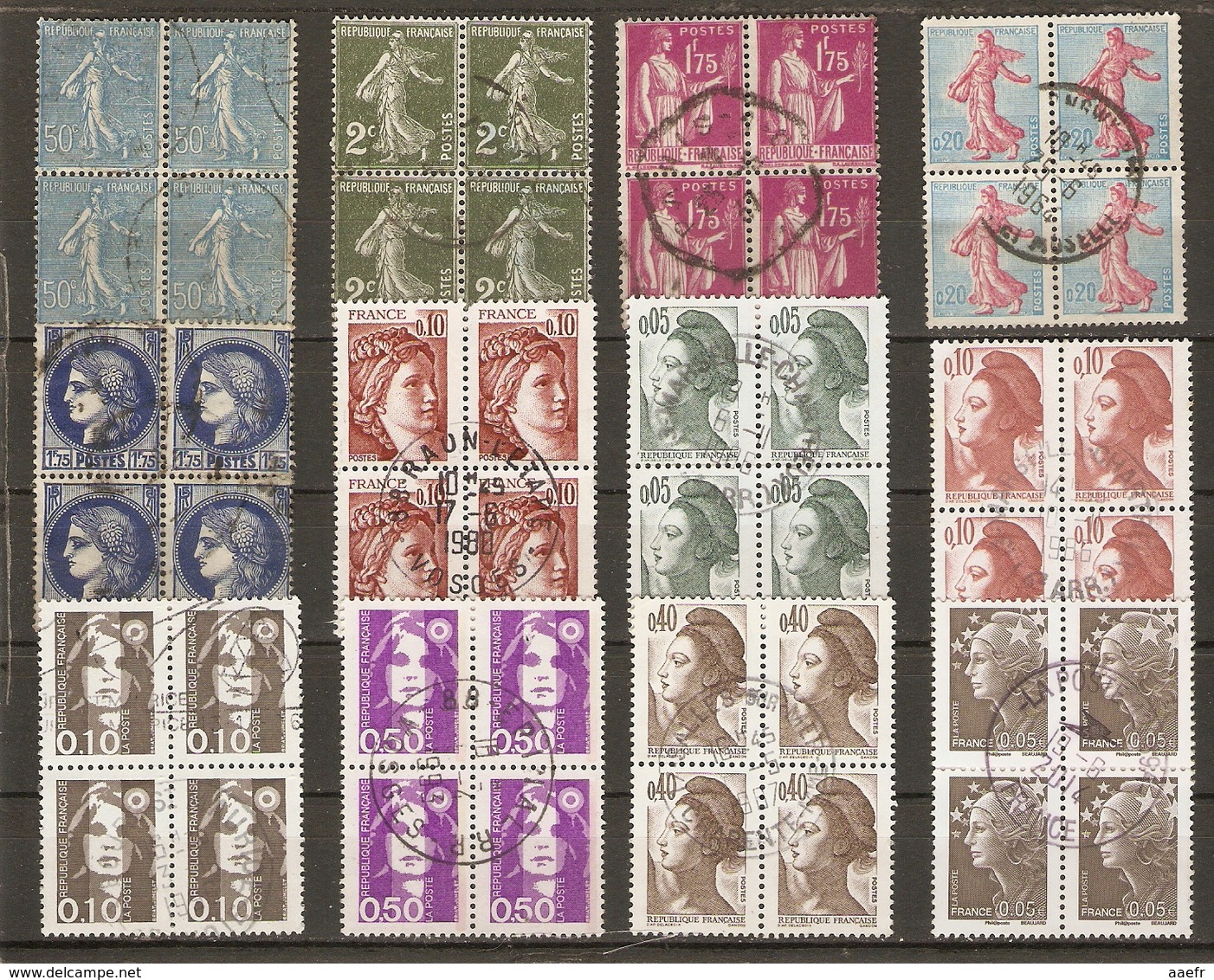 France - Petit Lot De 12 Blocs De 4° - Semeuse - Paix - Cérès - Sabine - Liberté - Marianne Du Bicentenaire - Lots & Kiloware (mixtures) - Max. 999 Stamps