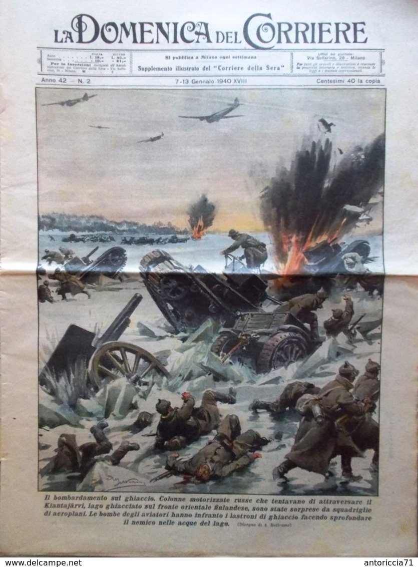 La Domenica Del Corriere 7 Gennaio 1940 WW2 Terremoto Turchia Steinmaurer Napoli - Guerra 1939-45