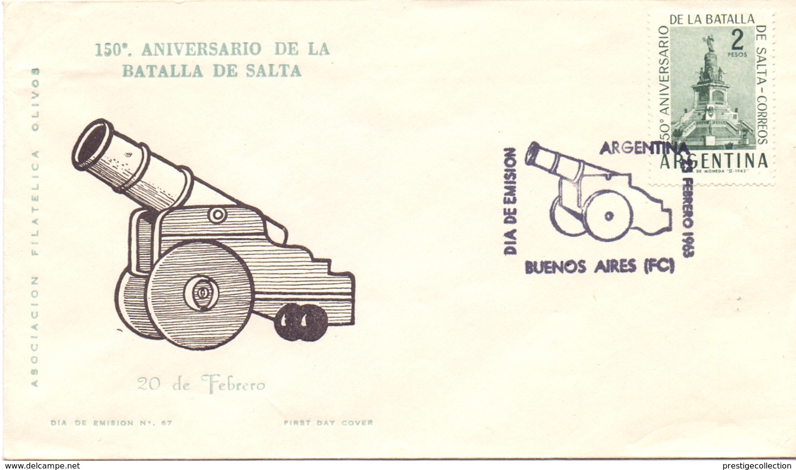 ARGENTINA BUENOS AIRES BATALLA DE SALTA  FDC 1963  COVER (NOV180003) - FDC