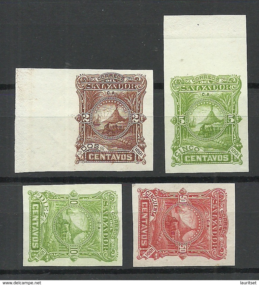 EL SALVADOR 1891 ESSAY Plate Color PROOFS 4 Exemplares (*) - El Salvador