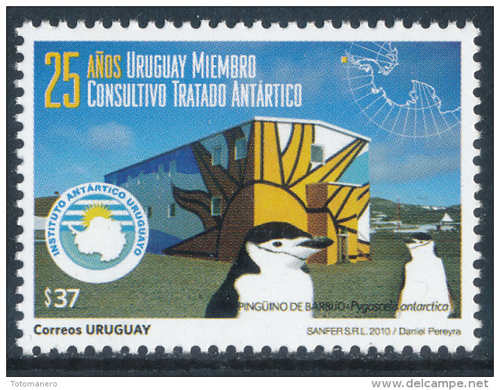 URUGUAY 2010, 25th Years As Consultative Member Of The Antarctic Treaty, 1v** - Antarctic Treaty