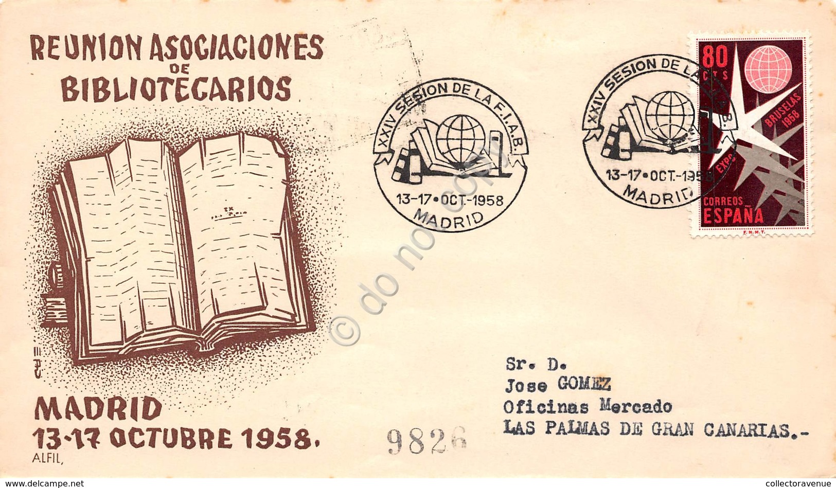 Marcofilia Spagna 1958 - Reunion Associaciones Bibliotecarios - Non Classificati