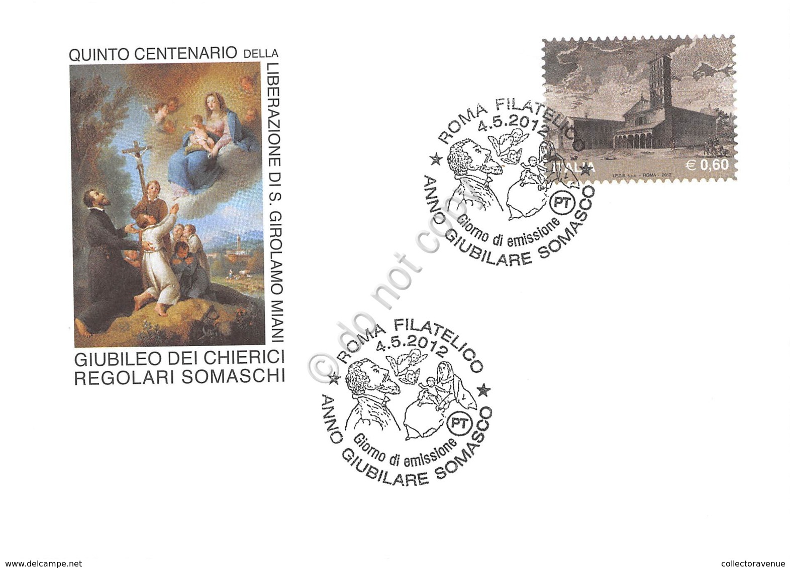 FDC Poste Italiane - Repubblica 2012 - Giubileo Chierici Regolari Somaschi - Non Classificati