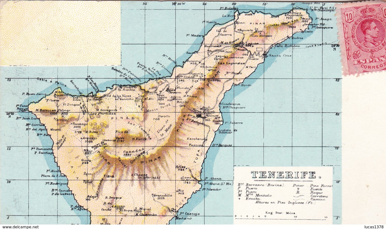 CARTE DE TENERIFE / CIRC 1911 - Tenerife