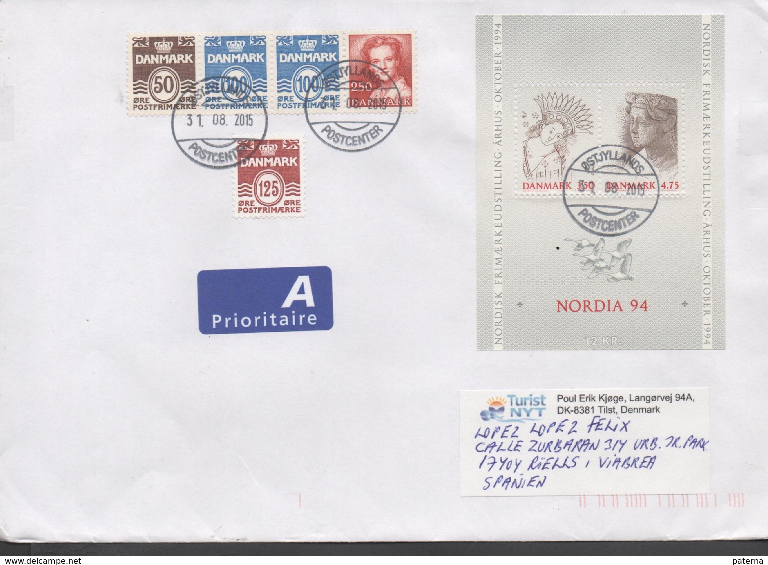 3338  Carta  OSTJYLLANDS 2015,, HB Nordia 94, - Covers & Documents